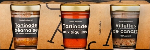 MAISON ARGAUD COFFRET 3X100G VERRINES TERRINE BASQUE, CANARD,TARTINADE PIQUILLOS